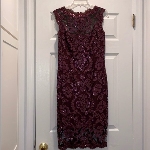 tadashi shoji sequin illusion lace dress Tadashi Shoji Illusion Sequin Lace Capelet Dress
